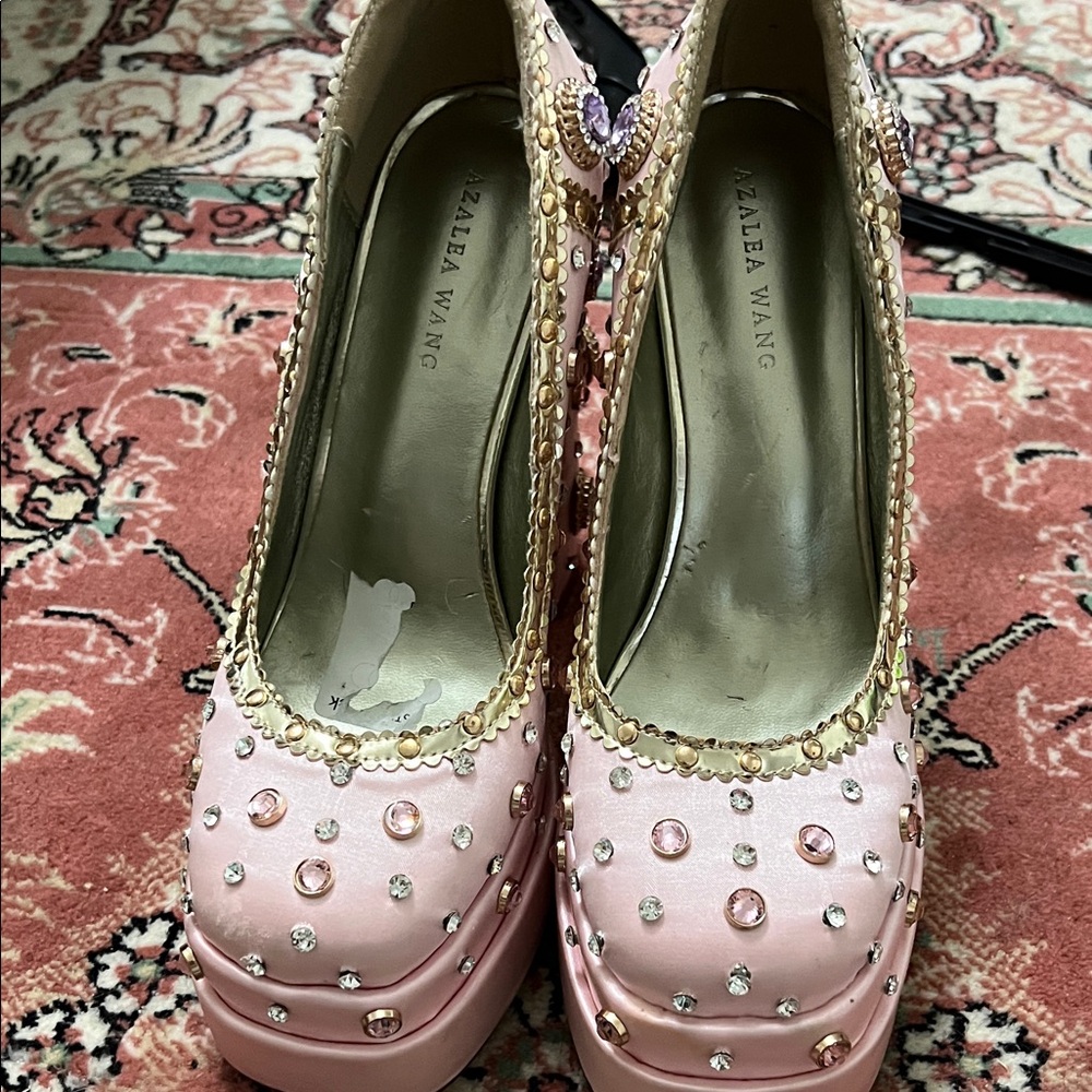 Azalea Wong, Clea satin pump in Pink Embellished Women's Shoes